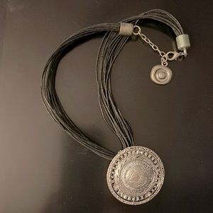 Black jute necklace with pendant